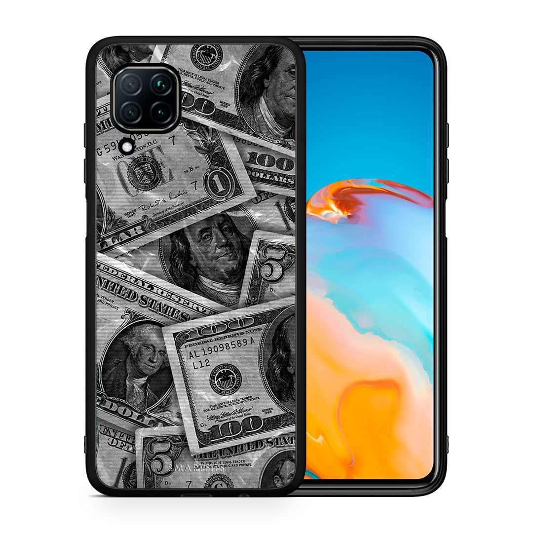 Θήκη Huawei P40 Lite Money Dollars από τη Smartfits με σχέδιο στο πίσω μέρος και μαύρο περίβλημα | Huawei P40 Lite Money Dollars case with colorful back and black bezels