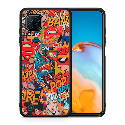 Θήκη Huawei P40 Lite PopArt OMG από τη Smartfits με σχέδιο στο πίσω μέρος και μαύρο περίβλημα | Huawei P40 Lite PopArt OMG case with colorful back and black bezels
