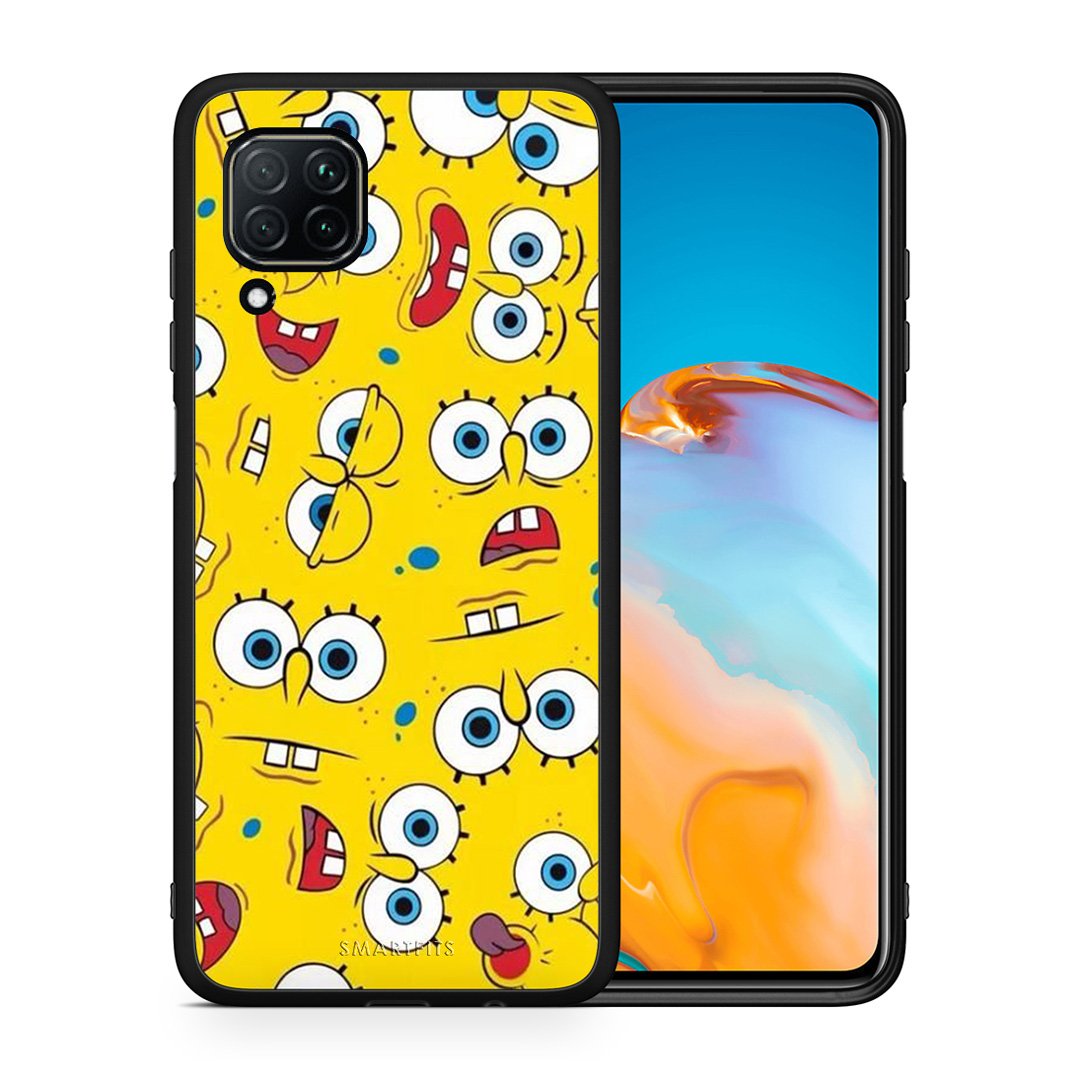 Θήκη Huawei P40 Lite Sponge PopArt από τη Smartfits με σχέδιο στο πίσω μέρος και μαύρο περίβλημα | Huawei P40 Lite Sponge PopArt case with colorful back and black bezels