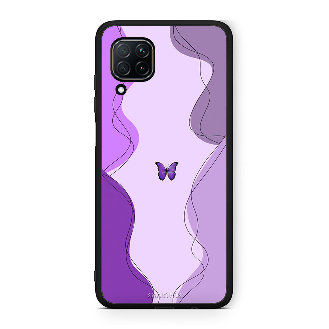 Huawei P40 Lite Purple Mariposa Θήκη Αγίου Βαλεντίνου από τη Smartfits με σχέδιο στο πίσω μέρος και μαύρο περίβλημα | Smartphone case with colorful back and black bezels by Smartfits