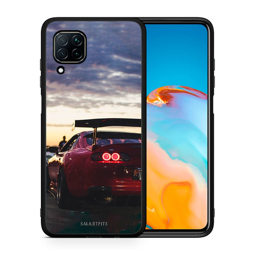 Θήκη Huawei P40 Lite Racing Supra από τη Smartfits με σχέδιο στο πίσω μέρος και μαύρο περίβλημα | Huawei P40 Lite Racing Supra case with colorful back and black bezels
