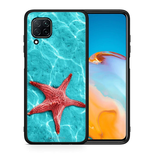 Θήκη Huawei P40 Lite Red Starfish από τη Smartfits με σχέδιο στο πίσω μέρος και μαύρο περίβλημα | Huawei P40 Lite Red Starfish case with colorful back and black bezels