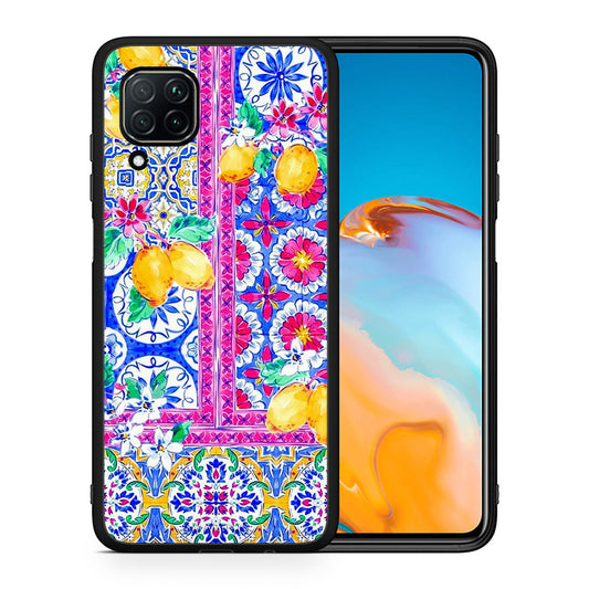 Θήκη Huawei P40 Lite Retro Spring από τη Smartfits με σχέδιο στο πίσω μέρος και μαύρο περίβλημα | Huawei P40 Lite Retro Spring case with colorful back and black bezels