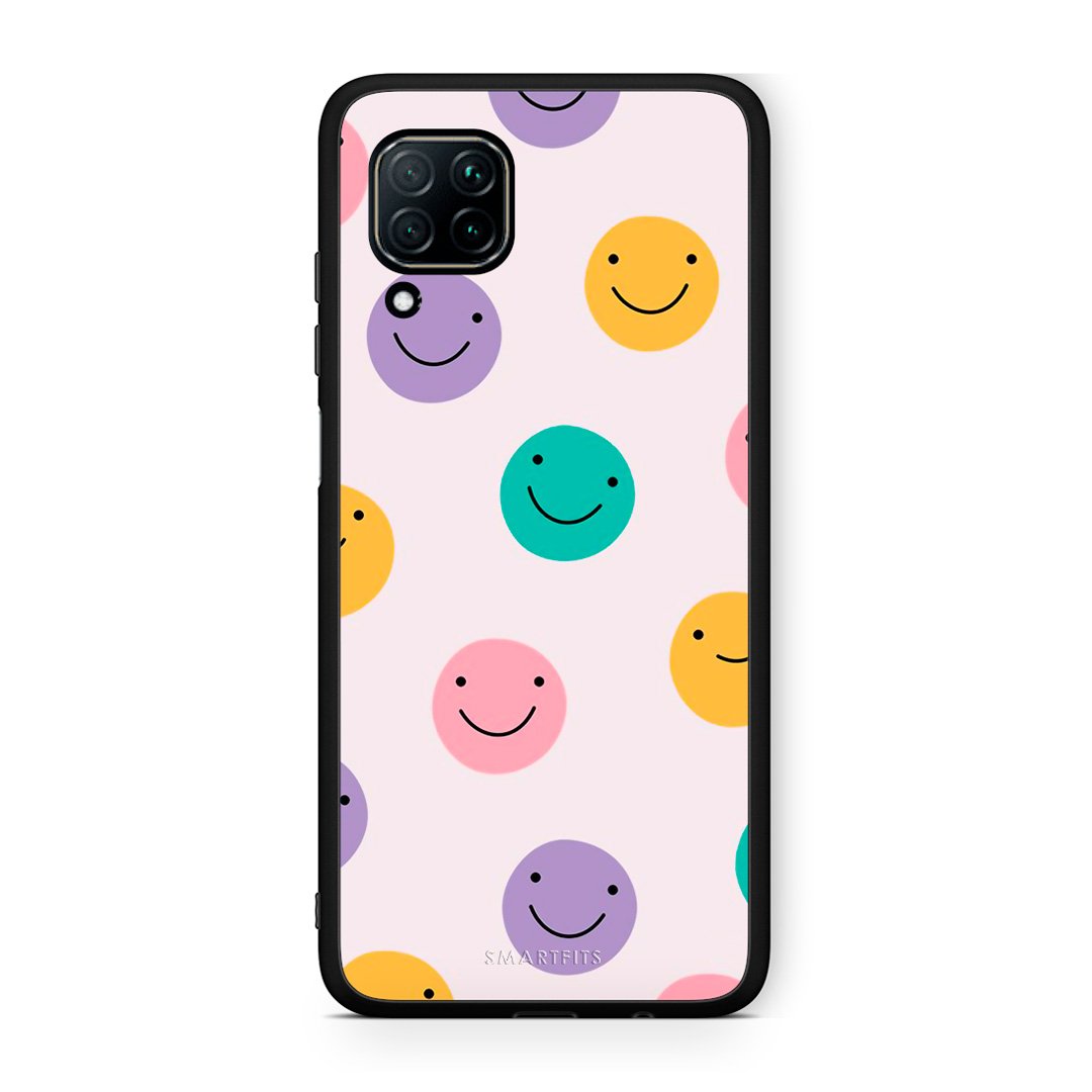 Huawei P40 Lite Smiley Faces θήκη από τη Smartfits με σχέδιο στο πίσω μέρος και μαύρο περίβλημα | Smartphone case with colorful back and black bezels by Smartfits