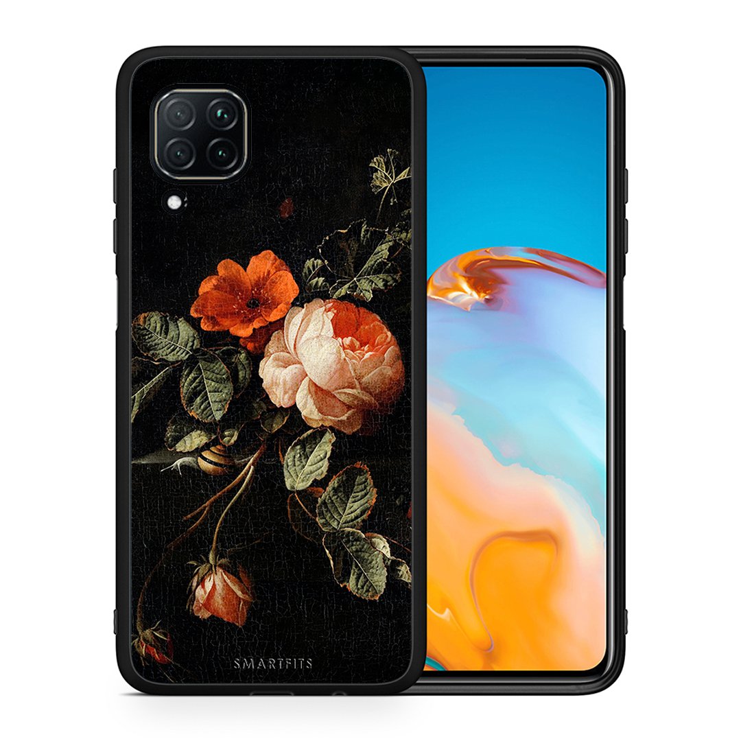 Θήκη Huawei P40 Lite Vintage Roses από τη Smartfits με σχέδιο στο πίσω μέρος και μαύρο περίβλημα | Huawei P40 Lite Vintage Roses case with colorful back and black bezels