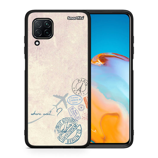 Θήκη Huawei P40 Lite Where Next από τη Smartfits με σχέδιο στο πίσω μέρος και μαύρο περίβλημα | Huawei P40 Lite Where Next case with colorful back and black bezels
