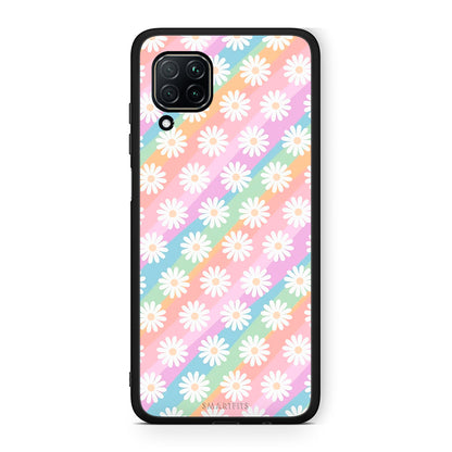 Huawei P40 Lite White Daisies θήκη από τη Smartfits με σχέδιο στο πίσω μέρος και μαύρο περίβλημα | Smartphone case with colorful back and black bezels by Smartfits
