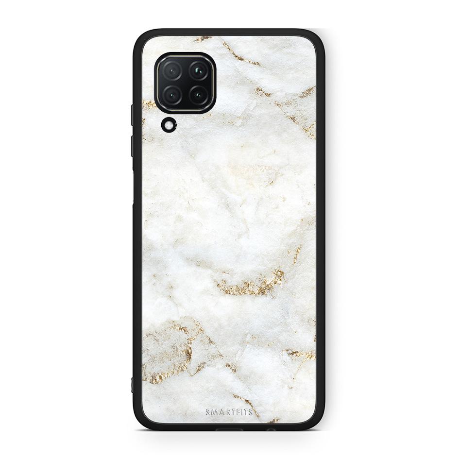Huawei P40 Lite White Gold Marble θήκη από τη Smartfits με σχέδιο στο πίσω μέρος και μαύρο περίβλημα | Smartphone case with colorful back and black bezels by Smartfits