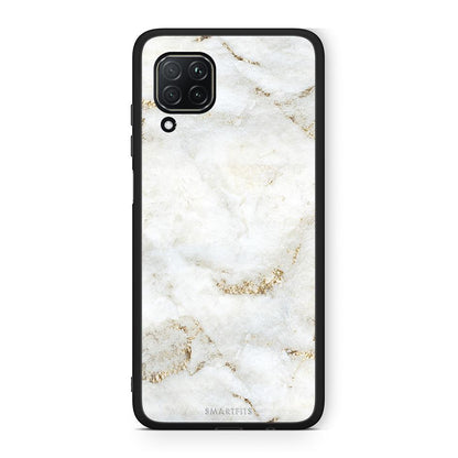 Huawei P40 Lite White Gold Marble θήκη από τη Smartfits με σχέδιο στο πίσω μέρος και μαύρο περίβλημα | Smartphone case with colorful back and black bezels by Smartfits