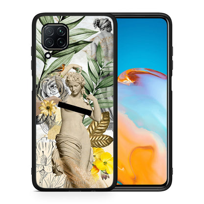 Θήκη Huawei P40 Lite Woman Statue από τη Smartfits με σχέδιο στο πίσω μέρος και μαύρο περίβλημα | Huawei P40 Lite Woman Statue case with colorful back and black bezels