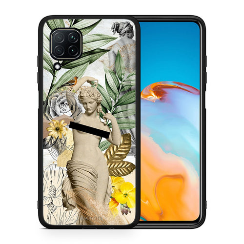 Θήκη Huawei P40 Lite Woman Statue από τη Smartfits με σχέδιο στο πίσω μέρος και μαύρο περίβλημα | Huawei P40 Lite Woman Statue case with colorful back and black bezels