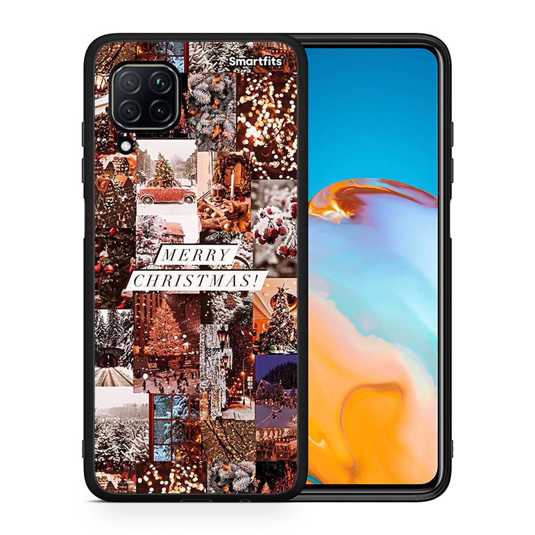 Θήκη Huawei P40 Lite Xmas Collage από τη Smartfits με σχέδιο στο πίσω μέρος και μαύρο περίβλημα | Huawei P40 Lite Xmas Collage case with colorful back and black bezels