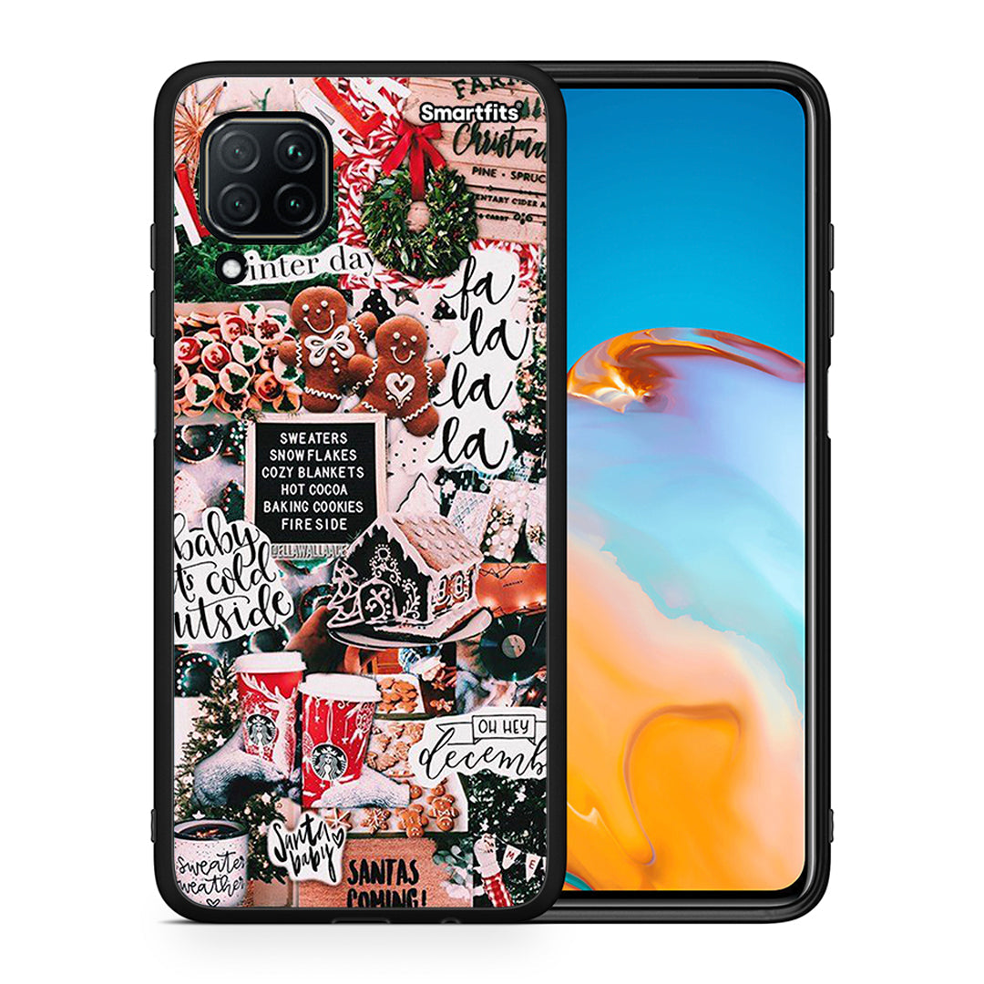 Θήκη Huawei P40 Lite Xmas Habbits από τη Smartfits με σχέδιο στο πίσω μέρος και μαύρο περίβλημα | Huawei P40 Lite Xmas Habbits case with colorful back and black bezels