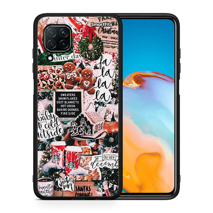 Θήκη Huawei P40 Lite Xmas Habbits από τη Smartfits με σχέδιο στο πίσω μέρος και μαύρο περίβλημα | Huawei P40 Lite Xmas Habbits case with colorful back and black bezels