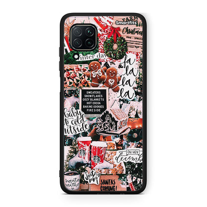 Huawei P40 Lite Xmas Habbits θήκη από τη Smartfits με σχέδιο στο πίσω μέρος και μαύρο περίβλημα | Smartphone case with colorful back and black bezels by Smartfits