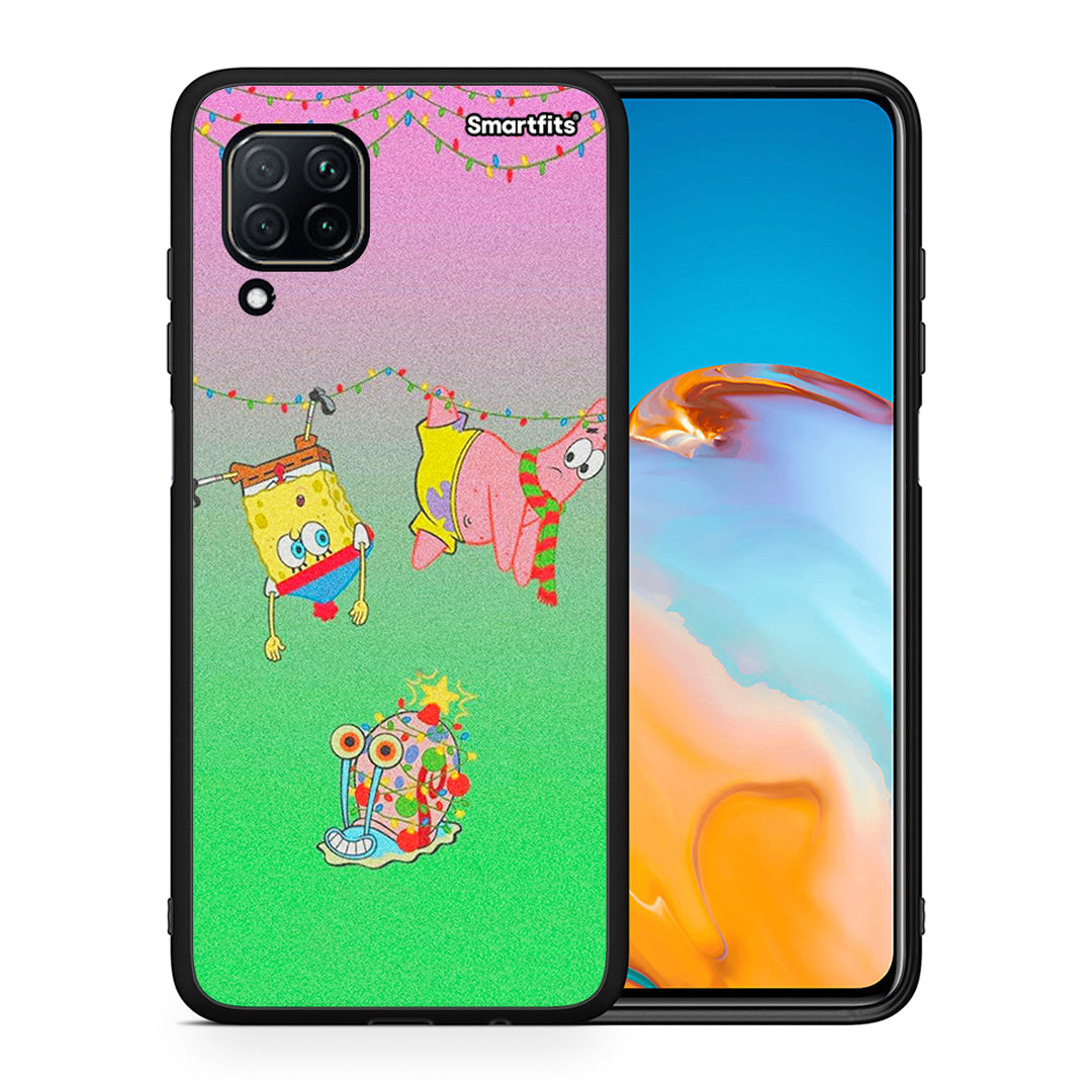 Θήκη Huawei P40 Lite Xmas Lights από τη Smartfits με σχέδιο στο πίσω μέρος και μαύρο περίβλημα | Huawei P40 Lite Xmas Lights case with colorful back and black bezels