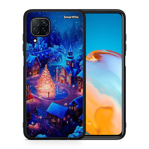 Θήκη Huawei P40 Lite Xmas Village από τη Smartfits με σχέδιο στο πίσω μέρος και μαύρο περίβλημα | Huawei P40 Lite Xmas Village case with colorful back and black bezels