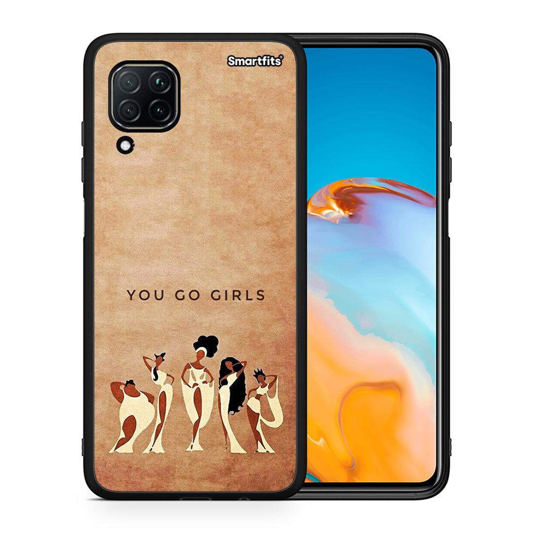 Θήκη Huawei P40 Lite You Go Girl από τη Smartfits με σχέδιο στο πίσω μέρος και μαύρο περίβλημα | Huawei P40 Lite You Go Girl case with colorful back and black bezels