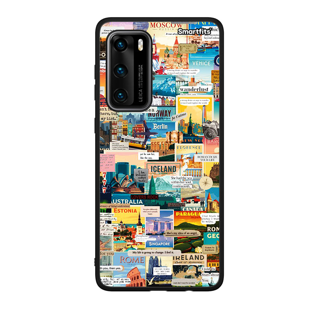 Huawei P40 Live To Travel θήκη από τη Smartfits με σχέδιο στο πίσω μέρος και μαύρο περίβλημα | Smartphone case with colorful back and black bezels by Smartfits
