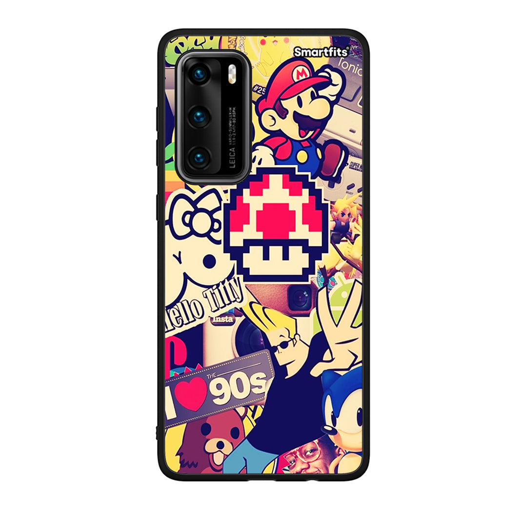 Huawei P40 Love The 90s θήκη από τη Smartfits με σχέδιο στο πίσω μέρος και μαύρο περίβλημα | Smartphone case with colorful back and black bezels by Smartfits