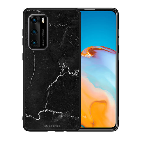 Θήκη Huawei P40 Marble Black από τη Smartfits με σχέδιο στο πίσω μέρος και μαύρο περίβλημα | Huawei P40 Marble Black case with colorful back and black bezels