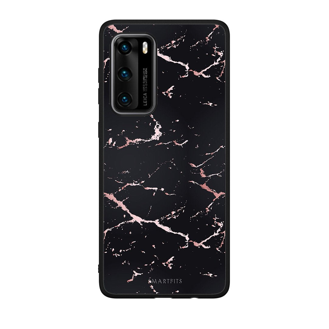 4 - Huawei P40  Black Rosegold Marble case, cover, bumper