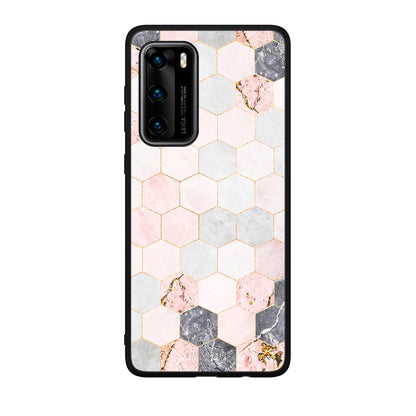 4 - Huawei P40 Hexagon Pink Marble case, cover, bumper