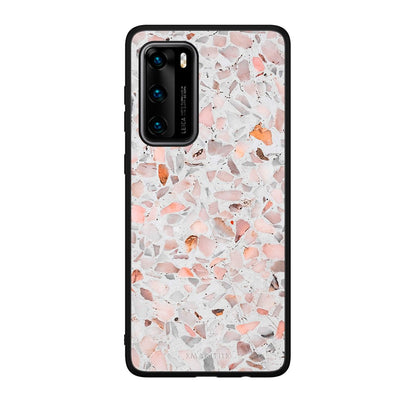 Huawei P40 Marble Terrazzo θήκη από τη Smartfits με σχέδιο στο πίσω μέρος και μαύρο περίβλημα | Smartphone case with colorful back and black bezels by Smartfits