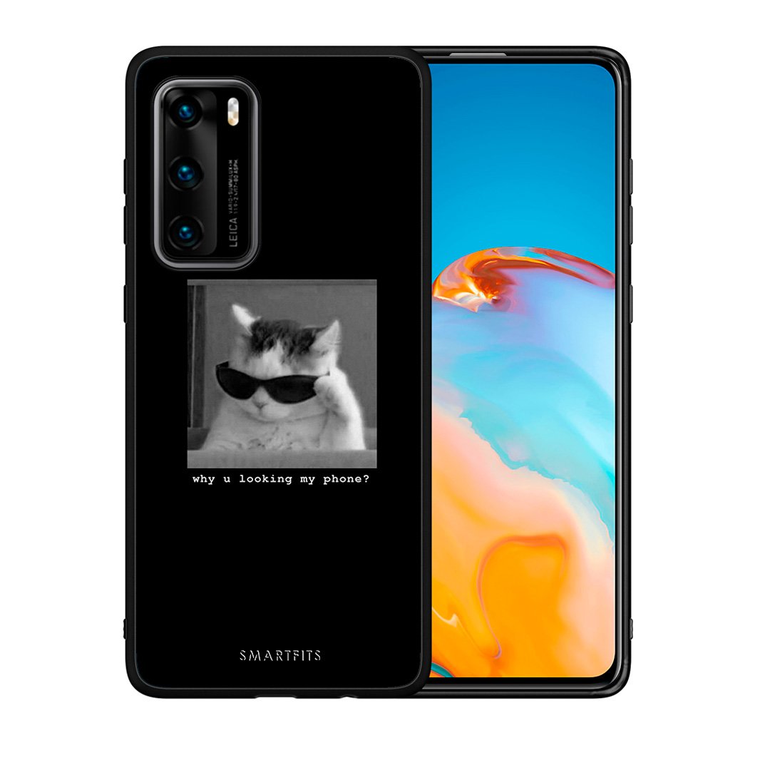 Θήκη Huawei P40 Meme Cat από τη Smartfits με σχέδιο στο πίσω μέρος και μαύρο περίβλημα | Huawei P40 Meme Cat case with colorful back and black bezels