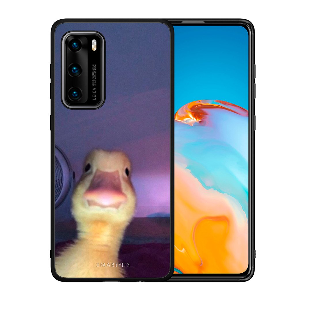 Θήκη Huawei P40 Meme Duck από τη Smartfits με σχέδιο στο πίσω μέρος και μαύρο περίβλημα | Huawei P40 Meme Duck case with colorful back and black bezels