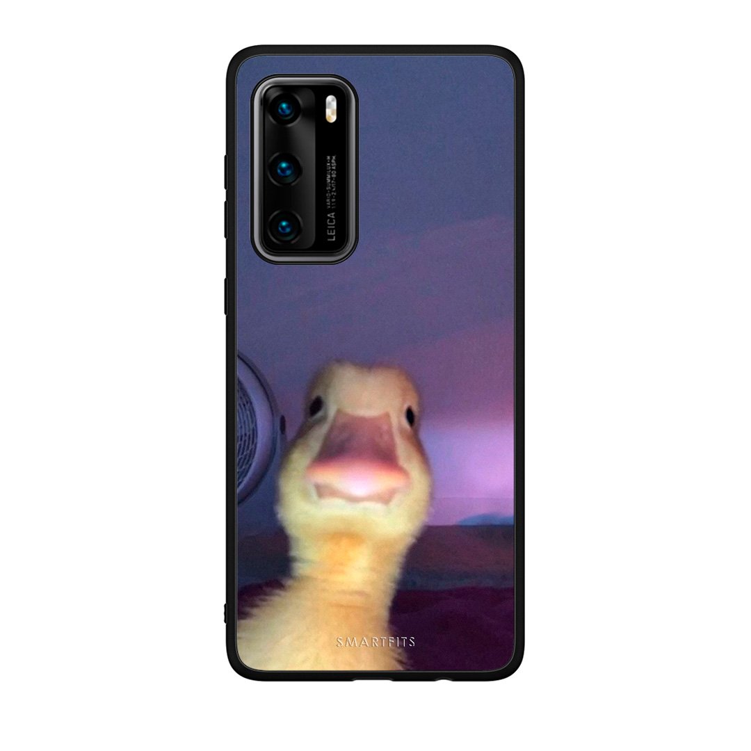 Huawei P40 Meme Duck θήκη από τη Smartfits με σχέδιο στο πίσω μέρος και μαύρο περίβλημα | Smartphone case with colorful back and black bezels by Smartfits