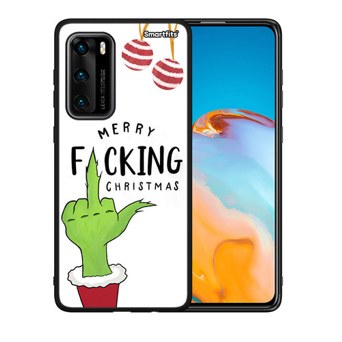 Θήκη Huawei P40 Merry F Xmas από τη Smartfits με σχέδιο στο πίσω μέρος και μαύρο περίβλημα | Huawei P40 Merry F Xmas case with colorful back and black bezels