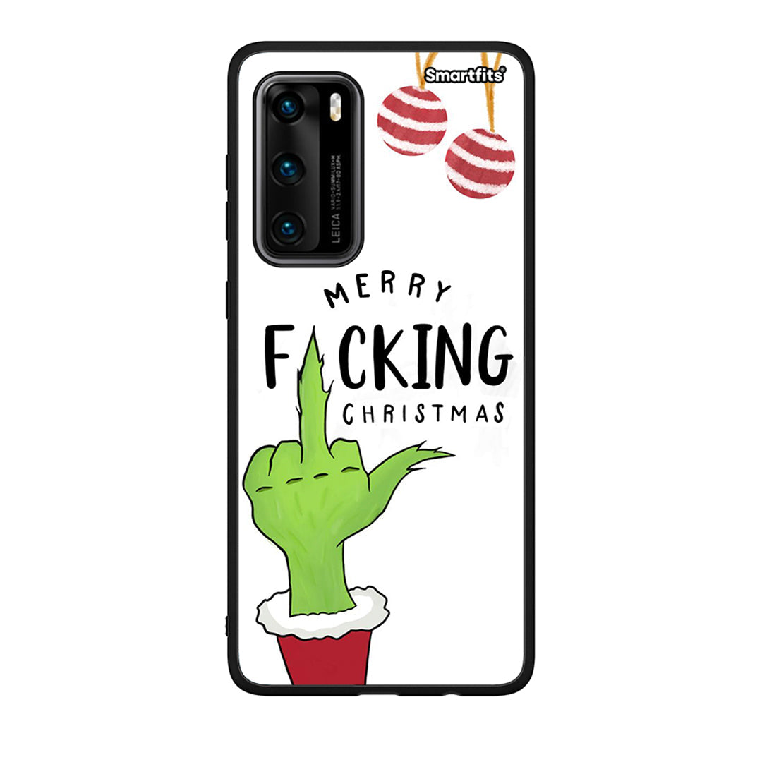Huawei P40 Merry F Xmas θήκη από τη Smartfits με σχέδιο στο πίσω μέρος και μαύρο περίβλημα | Smartphone case with colorful back and black bezels by Smartfits