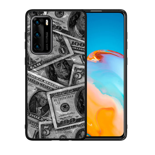 Θήκη Huawei P40 Money Dollars από τη Smartfits με σχέδιο στο πίσω μέρος και μαύρο περίβλημα | Huawei P40 Money Dollars case with colorful back and black bezels