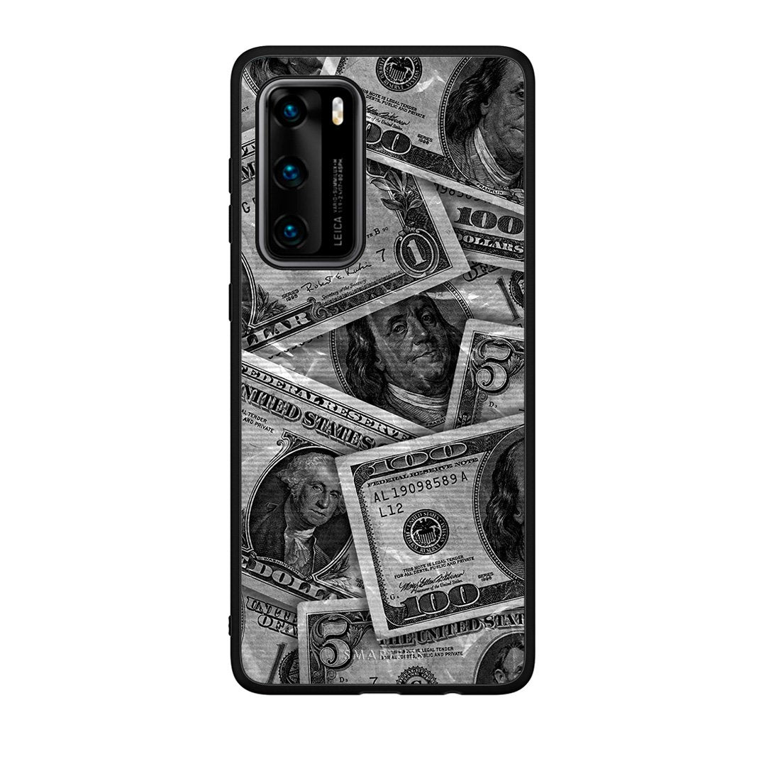 Huawei P40 Money Dollars θήκη από τη Smartfits με σχέδιο στο πίσω μέρος και μαύρο περίβλημα | Smartphone case with colorful back and black bezels by Smartfits