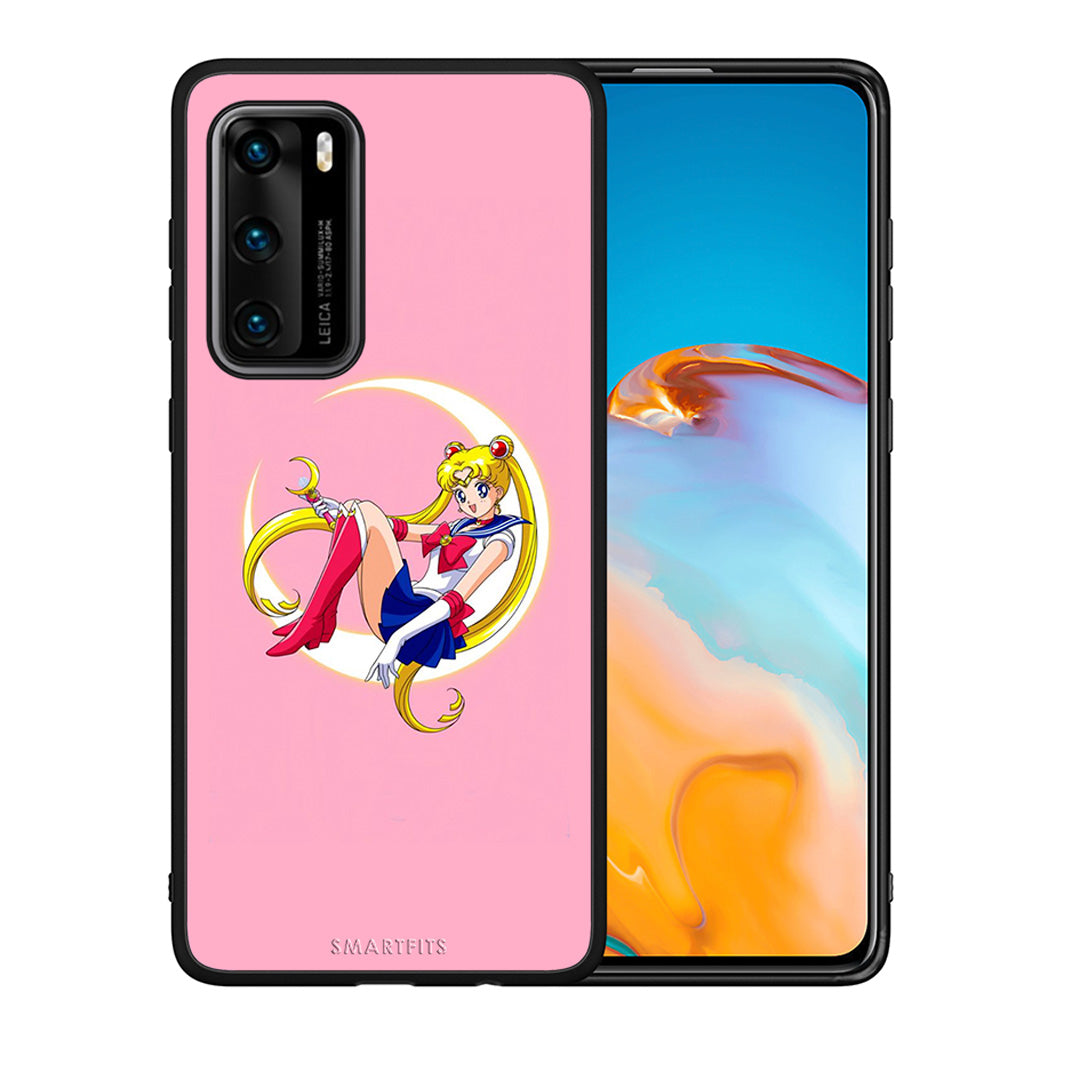 Θήκη Huawei P40 Moon Girl από τη Smartfits με σχέδιο στο πίσω μέρος και μαύρο περίβλημα | Huawei P40 Moon Girl case with colorful back and black bezels
