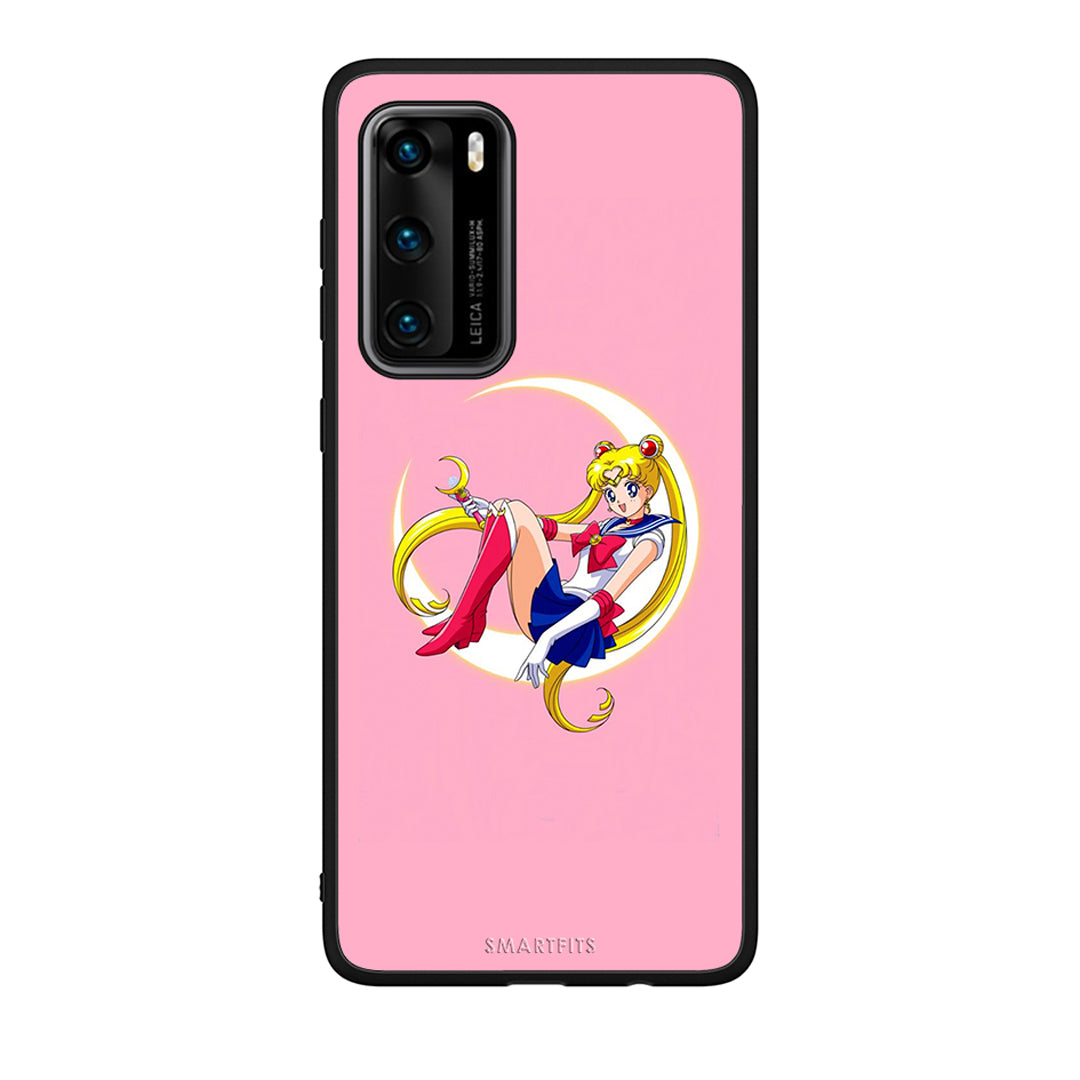 Huawei P40 Moon Girl θήκη από τη Smartfits με σχέδιο στο πίσω μέρος και μαύρο περίβλημα | Smartphone case with colorful back and black bezels by Smartfits