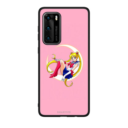 Huawei P40 Moon Girl θήκη από τη Smartfits με σχέδιο στο πίσω μέρος και μαύρο περίβλημα | Smartphone case with colorful back and black bezels by Smartfits
