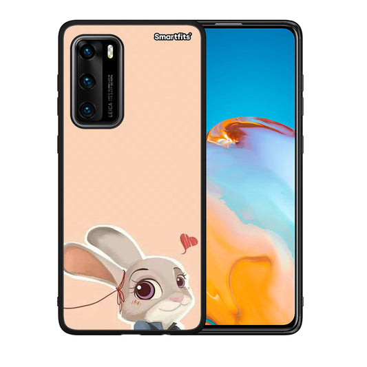 Θήκη Huawei P40 Nick Wilde And Judy Hopps Love 2 από τη Smartfits με σχέδιο στο πίσω μέρος και μαύρο περίβλημα | Huawei P40 Nick Wilde And Judy Hopps Love 2 case with colorful back and black bezels