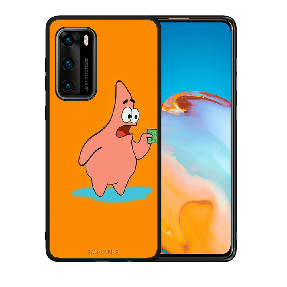 Θήκη Αγίου Βαλεντίνου Huawei P40 No Money 1 από τη Smartfits με σχέδιο στο πίσω μέρος και μαύρο περίβλημα | Huawei P40 No Money 1 case with colorful back and black bezels