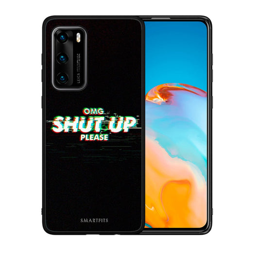 Θήκη Huawei P40 OMG ShutUp από τη Smartfits με σχέδιο στο πίσω μέρος και μαύρο περίβλημα | Huawei P40 OMG ShutUp case with colorful back and black bezels