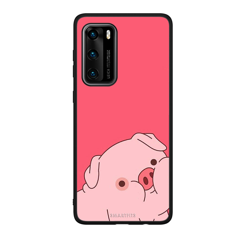 Huawei P40 Pig Love 1 Θήκη Αγίου Βαλεντίνου από τη Smartfits με σχέδιο στο πίσω μέρος και μαύρο περίβλημα | Smartphone case with colorful back and black bezels by Smartfits