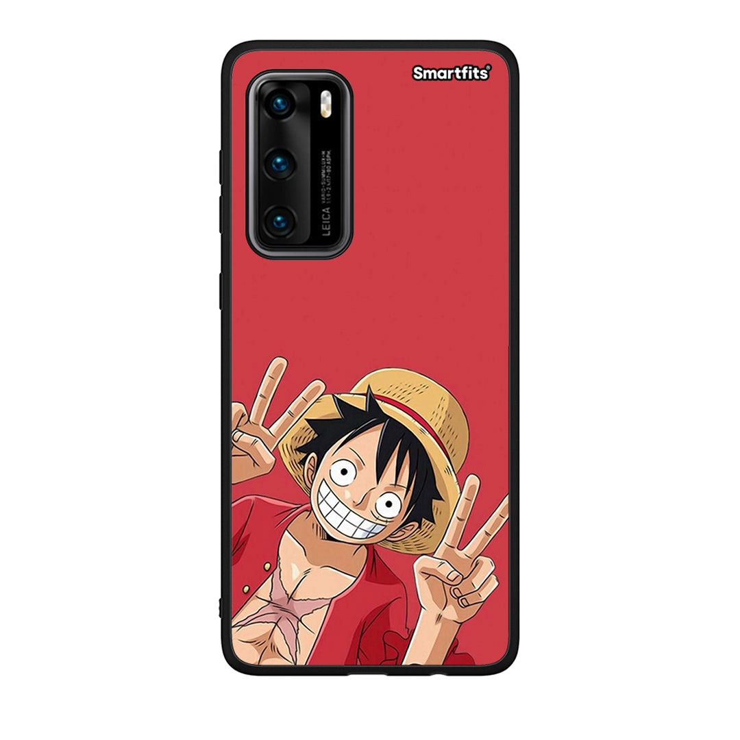 Huawei P40 Pirate Luffy Θήκη από τη Smartfits με σχέδιο στο πίσω μέρος και μαύρο περίβλημα | Smartphone case with colorful back and black bezels by Smartfits