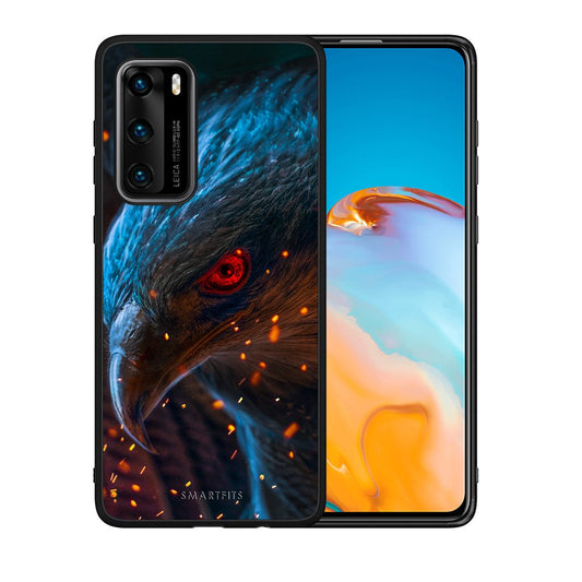 Θήκη Huawei P40 Eagle PopArt από τη Smartfits με σχέδιο στο πίσω μέρος και μαύρο περίβλημα | Huawei P40 Eagle PopArt case with colorful back and black bezels