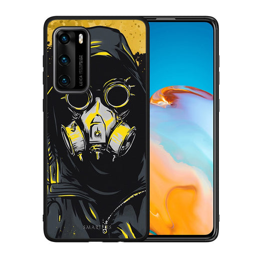 Θήκη Huawei P40 Mask PopArt από τη Smartfits με σχέδιο στο πίσω μέρος και μαύρο περίβλημα | Huawei P40 Mask PopArt case with colorful back and black bezels