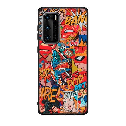 Huawei P40 PopArt OMG θήκη από τη Smartfits με σχέδιο στο πίσω μέρος και μαύρο περίβλημα | Smartphone case with colorful back and black bezels by Smartfits