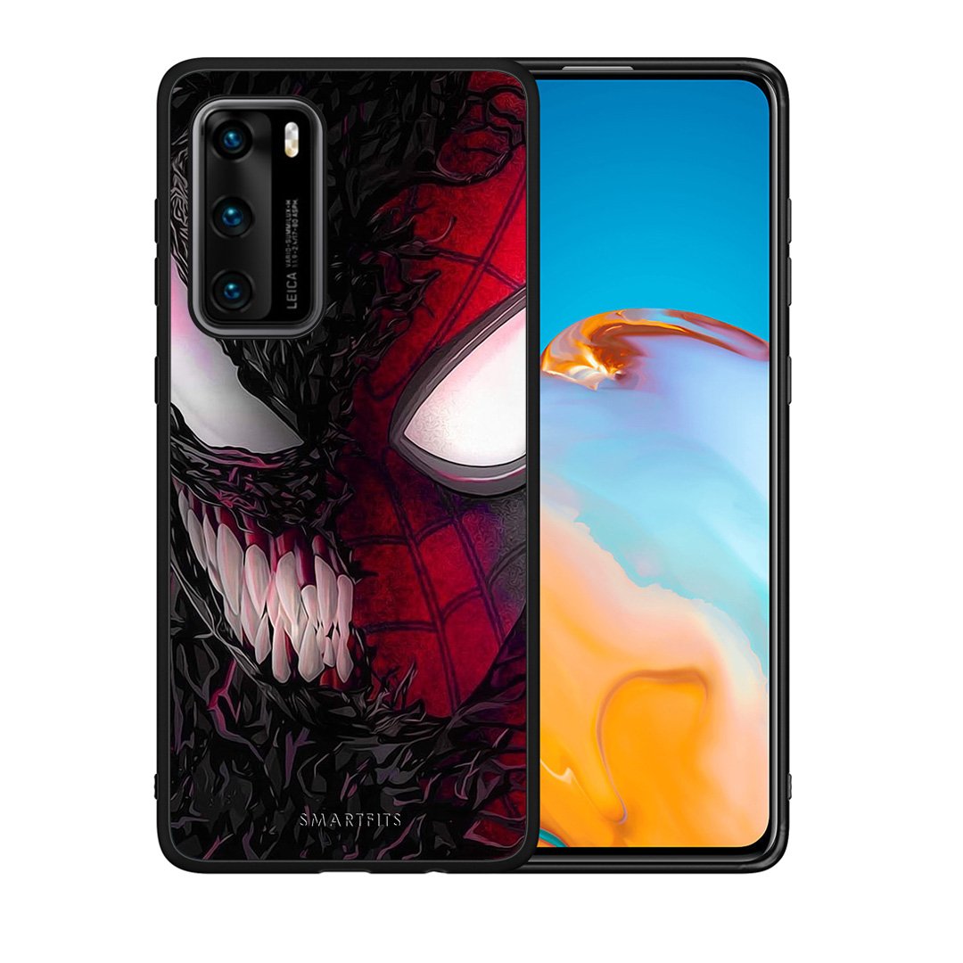 Θήκη Huawei P40 SpiderVenom PopArt από τη Smartfits με σχέδιο στο πίσω μέρος και μαύρο περίβλημα | Huawei P40 SpiderVenom PopArt case with colorful back and black bezels