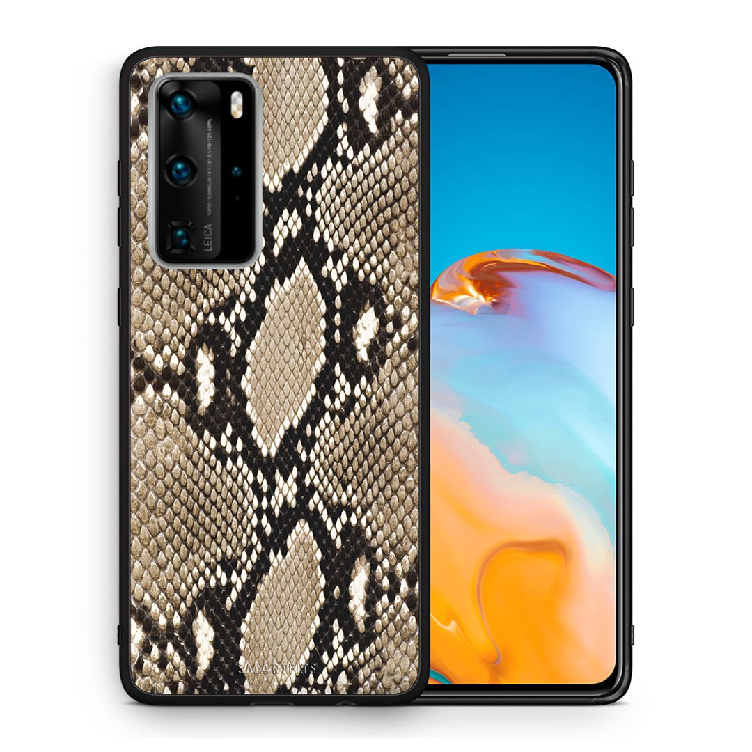 Θήκη Huawei P40 Pro Fashion Snake Animal από τη Smartfits με σχέδιο στο πίσω μέρος και μαύρο περίβλημα | Huawei P40 Pro Fashion Snake Animal case with colorful back and black bezels