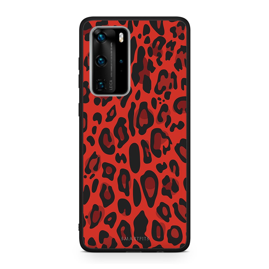 4 - Huawei P40 Pro Red Leopard Animal case, cover, bumper