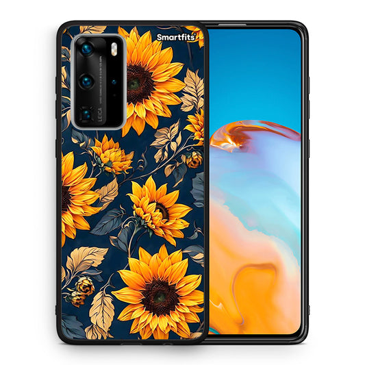 Θήκη Huawei P40 Pro Autumn Sunflowers από τη Smartfits με σχέδιο στο πίσω μέρος και μαύρο περίβλημα | Huawei P40 Pro Autumn Sunflowers case with colorful back and black bezels